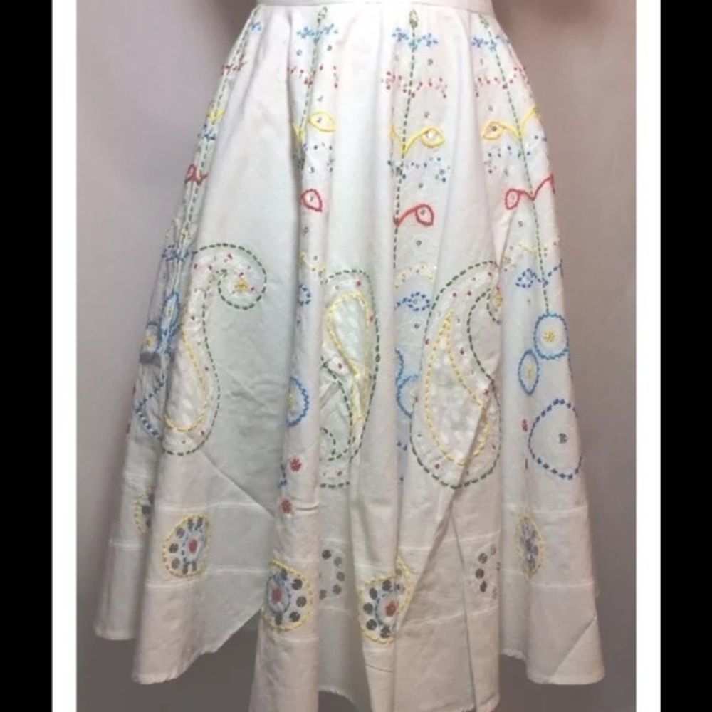 NWT $195 Glam Boho White Cotton SkirtFits Size S